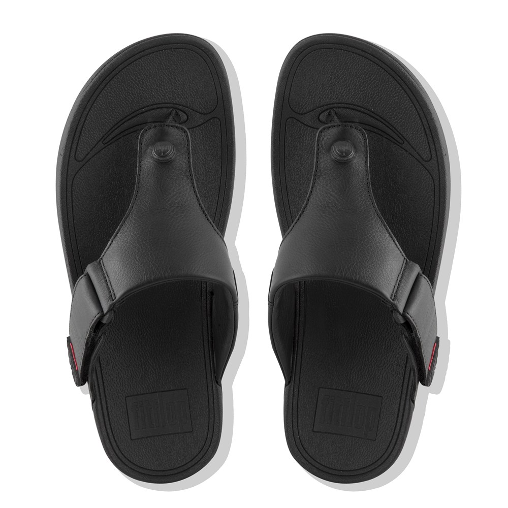 Fitflop Man Sandals Black - Trakk Ii Leather Toe-post - RI6358240